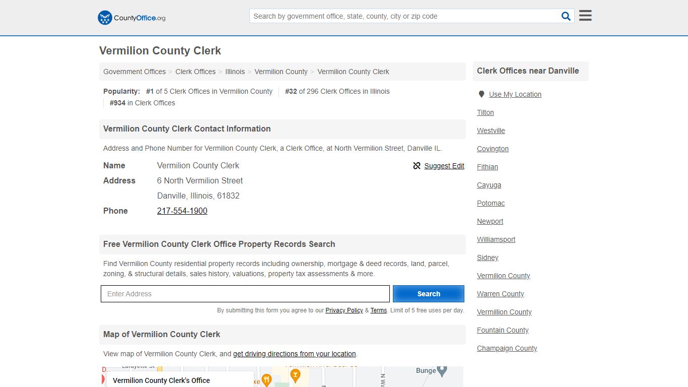 Vermilion County Clerk - Danville, IL (Address and Phone)